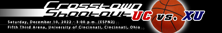 Crosstown Shootout: December 10, 2022 at 3:00 p.m. (ESPN2) - Fifth Third Arena, University of Cincinnati, Cincinnati, Ohio
